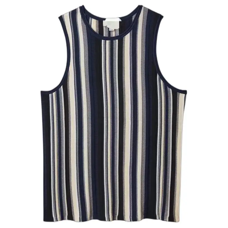 2024 Women's Striped Knitted Vest Versatile Fashion Top for Woman Casual Round Neck Sleeveless Knitting Lady Boutique Clothing