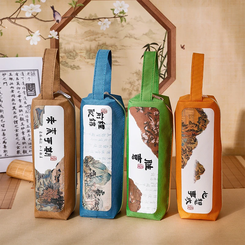 Personaggi calligrafici astuccio in tela astuccio per matite di grande capacità borsa cancelleria per studenti materiale scolastico regali per bambini