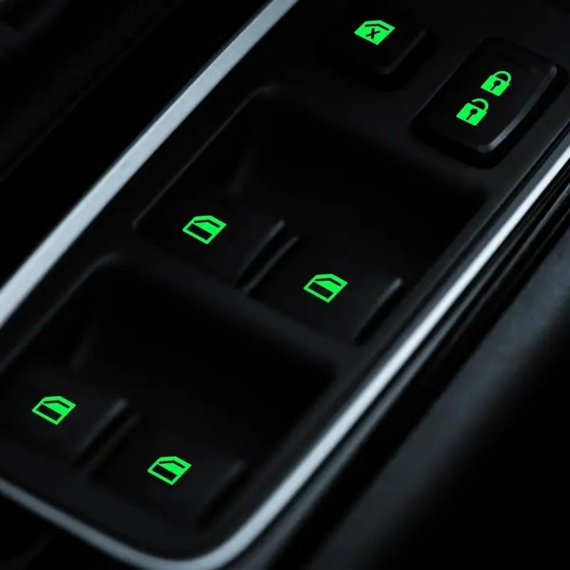 1/3/5Sheets 18pcs Car Window Control Button Luminous Stickers Glow In The Dark Waterproof Auto Interior Decals