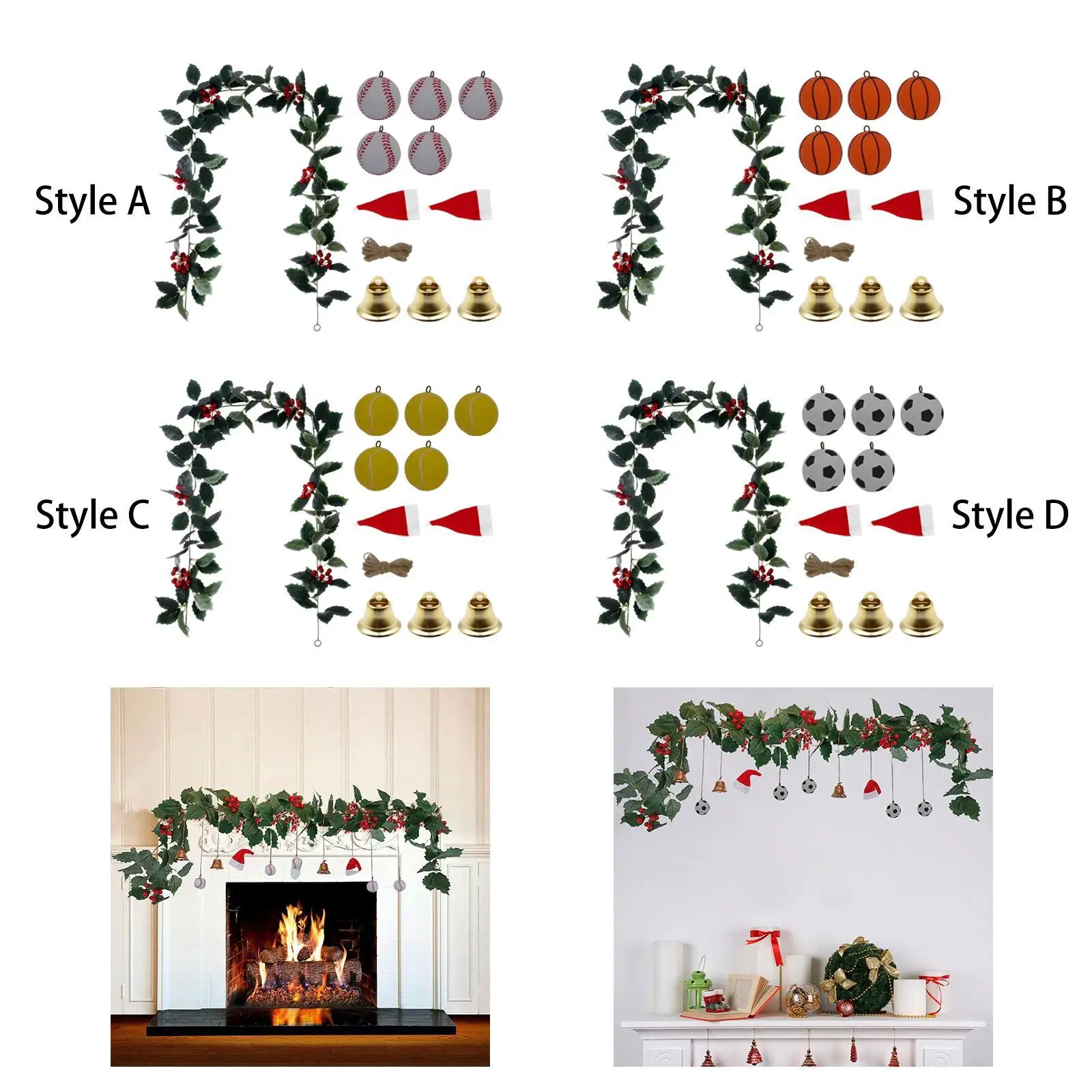 Christmas DIY Vine Garland Xmas Decor Ornament Green Artificial Greenery Garland for Arden Window Table Runner Centerpiece