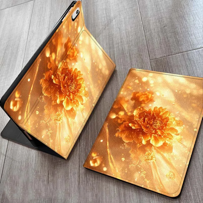 

Golden Flower Pattern For iPad Pro 7 8 9 Gen 2 11 13 5th 6th 10th 11th M5 M4 12.9 10.9 10.2 Inch 2024 2025 Tablet Case