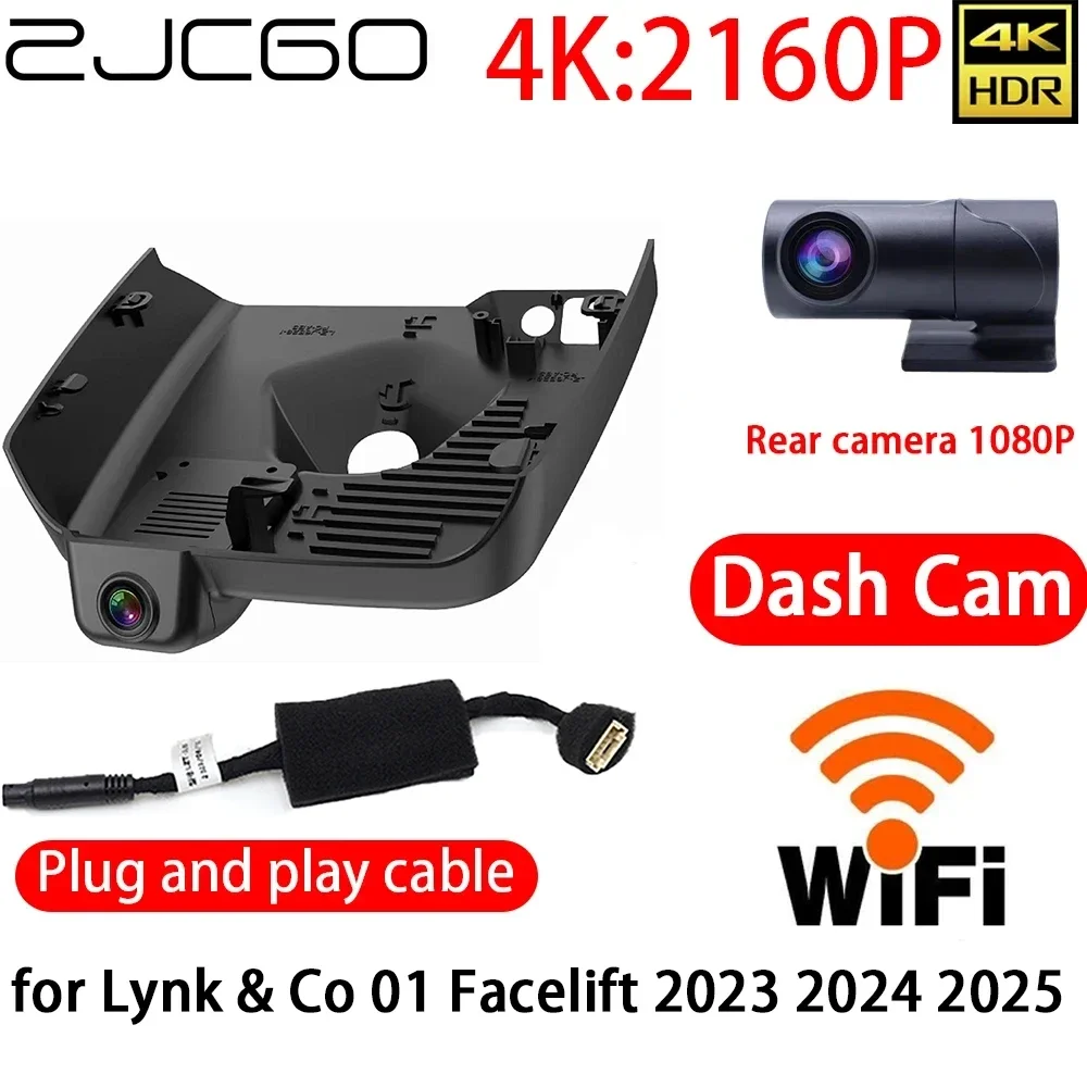 

ZJCGO 4K DVR Dash Cam Wifi Front Rear Camera 24h Monitor For Lynk & Co 01 Facelift 2023 2024 2025