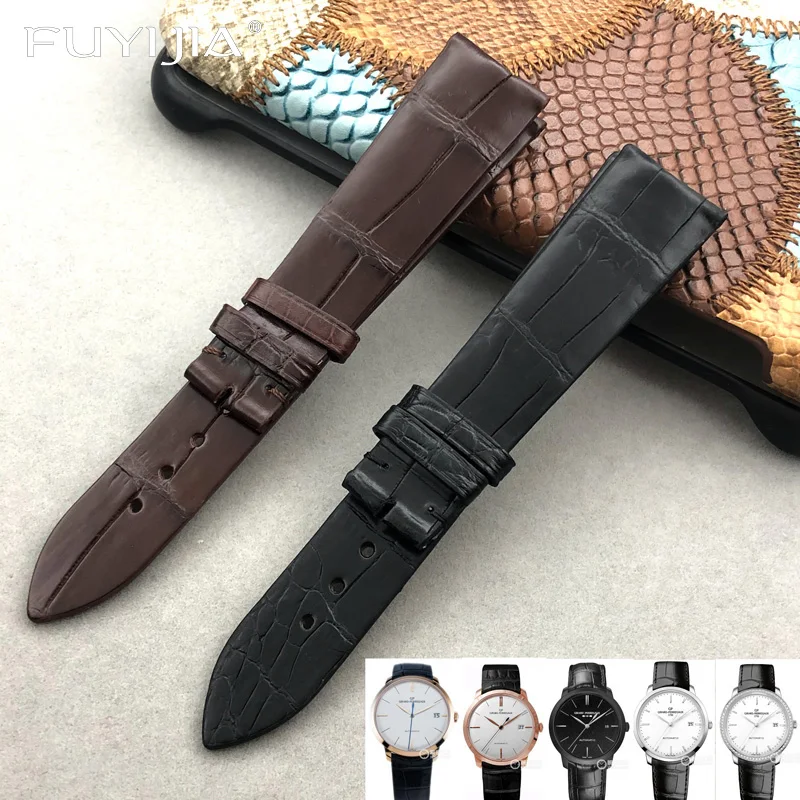 

FUYIJIA Luxury Custom G-irardP-erregaux Watch Band Top Alligator Strap 19MM 20MM Genuine Leather Belt Crocodile Skin Watchbands