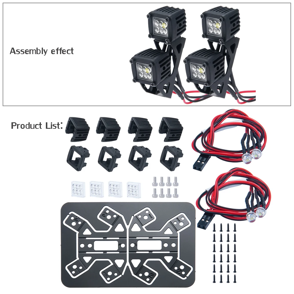 YEAHRUN LED-Leuchten Scheinwerfer Scheinwerfer für TRX-4 TRX6 Axial SCX10 Wraith SCX24 1/10 1/24 RC Auto LKW Dekoration Teile