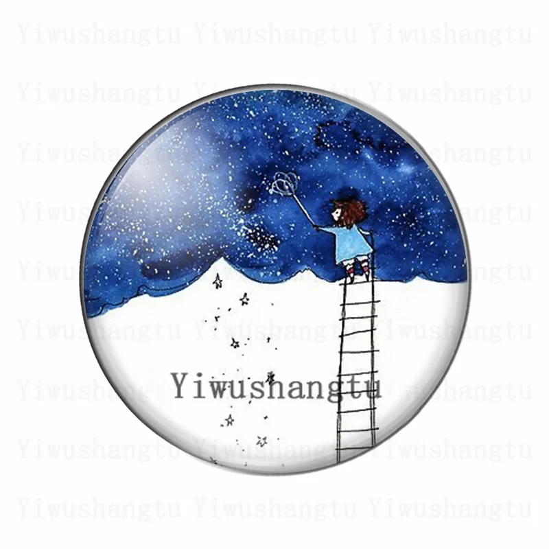 Cartoon girl Dreams of good wishes 12mm/20mm/25mm/30mm round photo glass demonstration flat cabochon back making discoveries