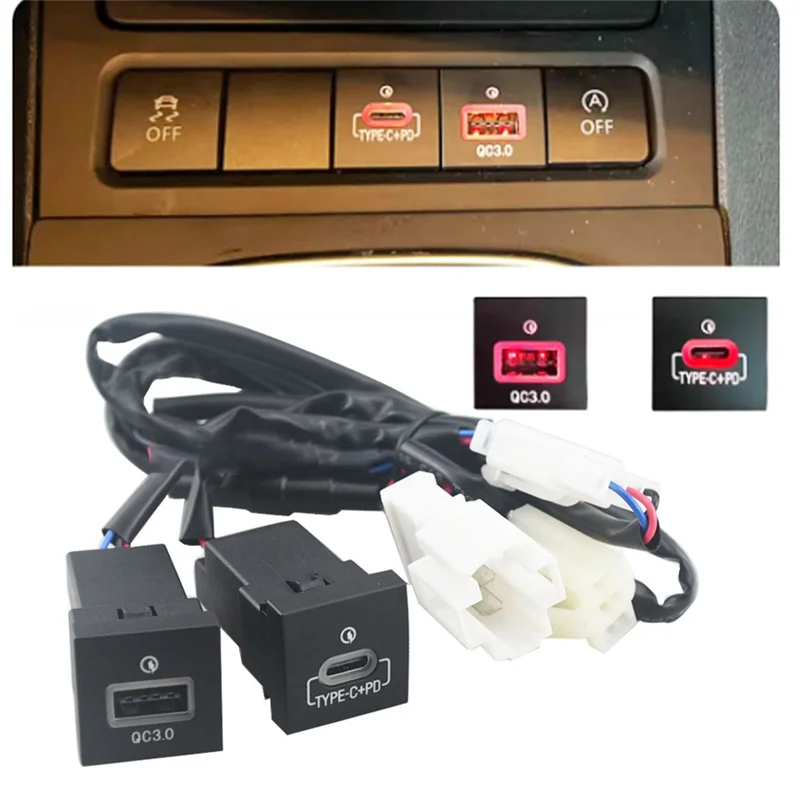 

AUTO Car USB Charger Quick Charge QC3.0 Phone Charging Adapter Outlet Button For Golf 6 MK6 Jetta 5 Scirocco 2006-2012