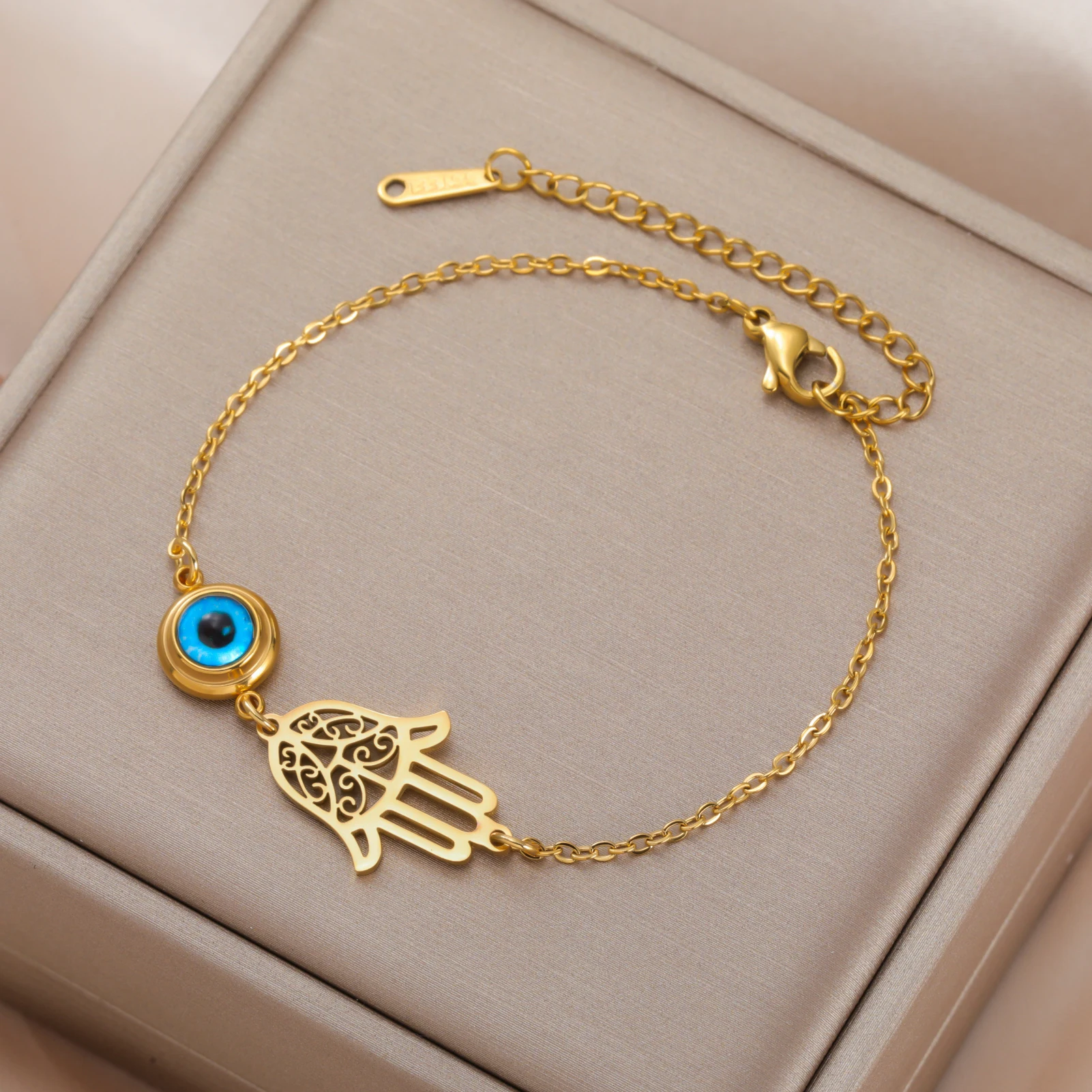 Sipuris التركية همسة الشر سوار بحليات العين الزرقاء للنساء الفولاذ المقاوم للصدأ الذهب اللون سحر المختنق سوار مجوهرات اكسسوارات هدية