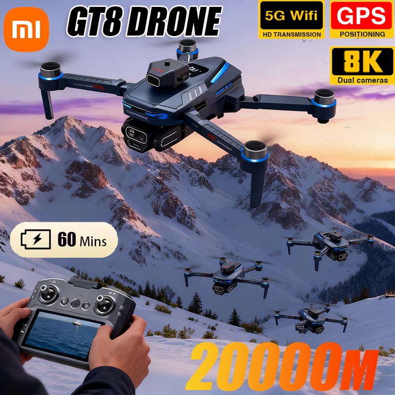 Xiaomi Professional GT8 Мини Дрон 8K Двойная Камера GPS FPV Бесщеточный Двигатель Оптический Поток Ударный Складной Квадрокоптер RC Игрушки