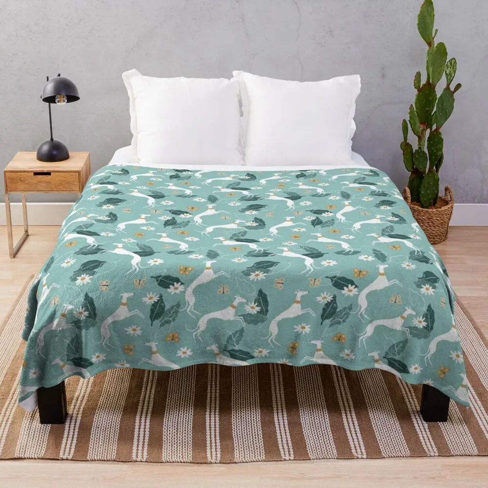 

Greyhound and Butterfly Throw Blanket Bed linens Thermal Flannel Decorative Beds Blankets