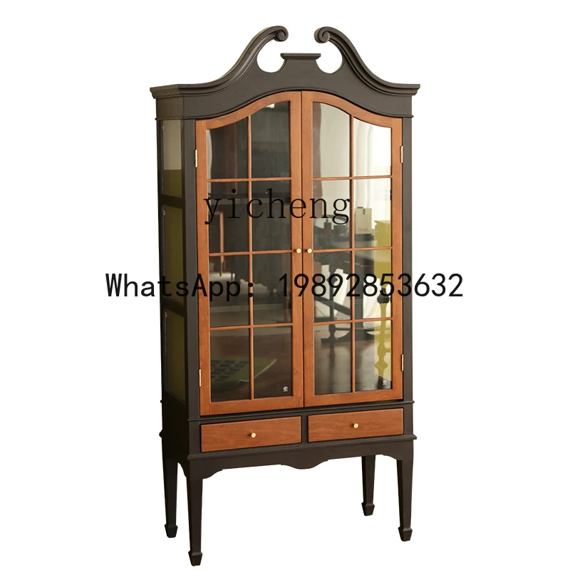 TT wine cabinet Solid wood Republic of China Shanghai display cabinet Simple side cabinet against the wall