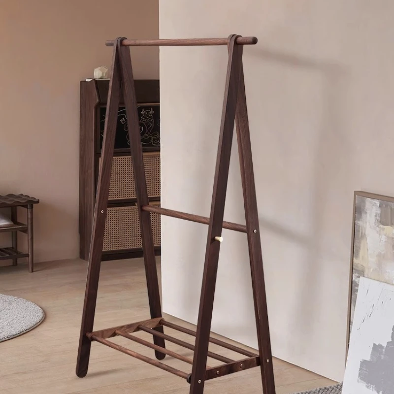 

North American black walnut coat rack American retro bedroom living room solid wood floor hanger vertical home hanger
