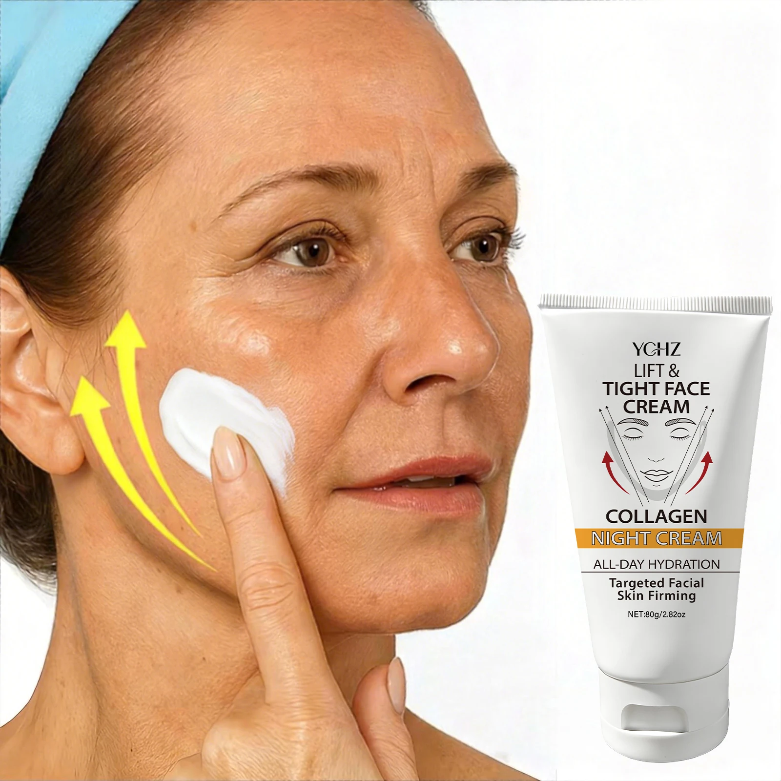 Lifting Cream, Deeply Hydrating, Tightens and Lifts Sagging Skin, Enhances Elasticity, Evens Out Light Brown Tones, Contains Hyaluronic Acid, Vitamin C, and Peptide Ingredients, Suitable for All Skin Types - 80g