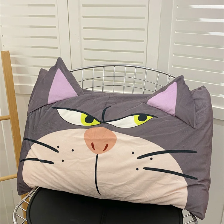 Disney Lucifer Cat Pillowcase Lovely Cheshire Cat Eeyore Pillow Cover Cute Anime Grey Cat Pillowcase Bed Home Decor Gifts Girl