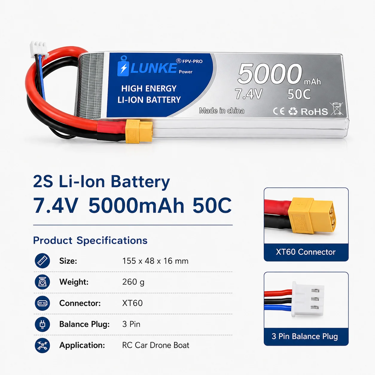 Bateria Lipo 2S 7.4V 5000mAh 5 – Drone Avion Rc recenzja i cena
