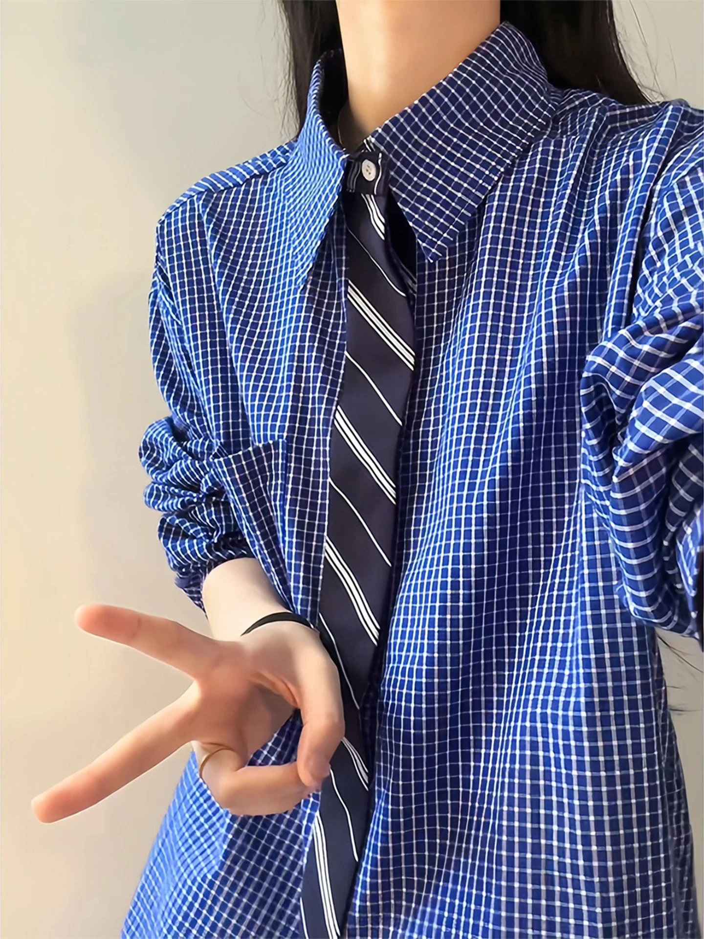 

Cleanfit Plaid Long Sve irt Men's Spring 2026 New Design High Level irt Jaet Stand Fit Fake Two-Piece Iron-Free P...