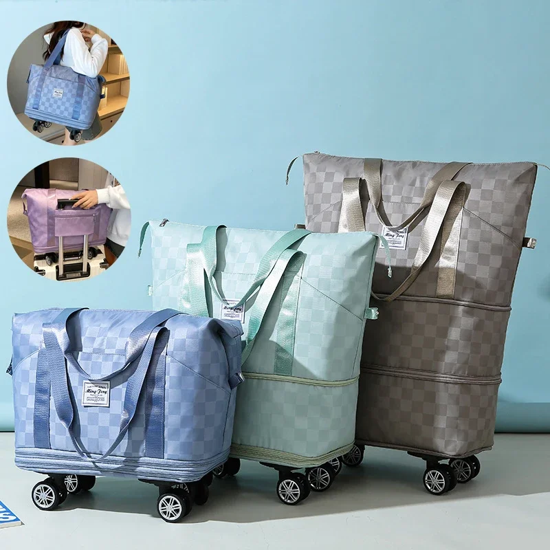 Large Capacity Travel Bags Dry Wet Separation Expansion Double Layer Luggage Totes Women Heavy-duty Portable Travel Bag