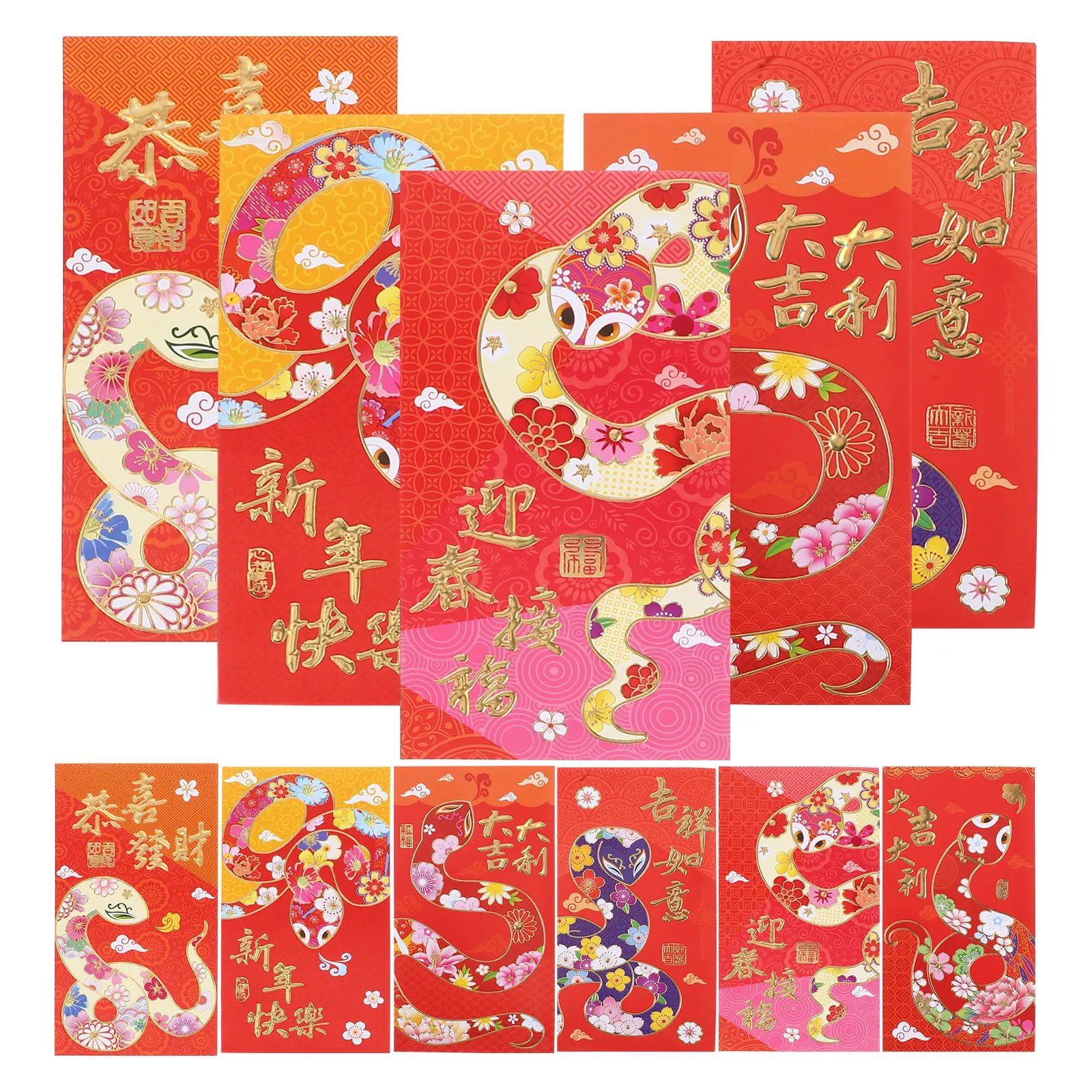 

30Pcs Snake Year Red Packets 2025 Chinese New Year Envelopes with Fu Character Lucky Money Bags for Family Gatherings Spring