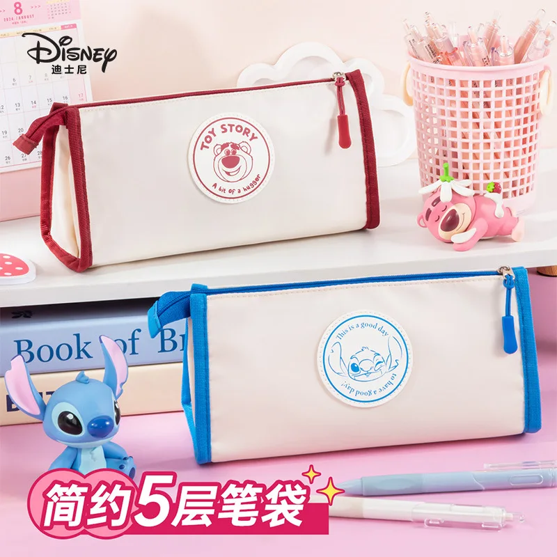 

Disney Lotso Pencil Case Cartoon-Print Large Capacity Simple Design for Girls Multi-Functional Pencil Case Girls' Stationery Bag