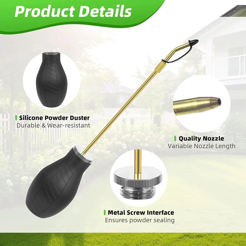 Diatomaceous Earth Powder Duster, Garden Powder Applicator With Long Brass Sprayer, Bulb Duster Sprayer