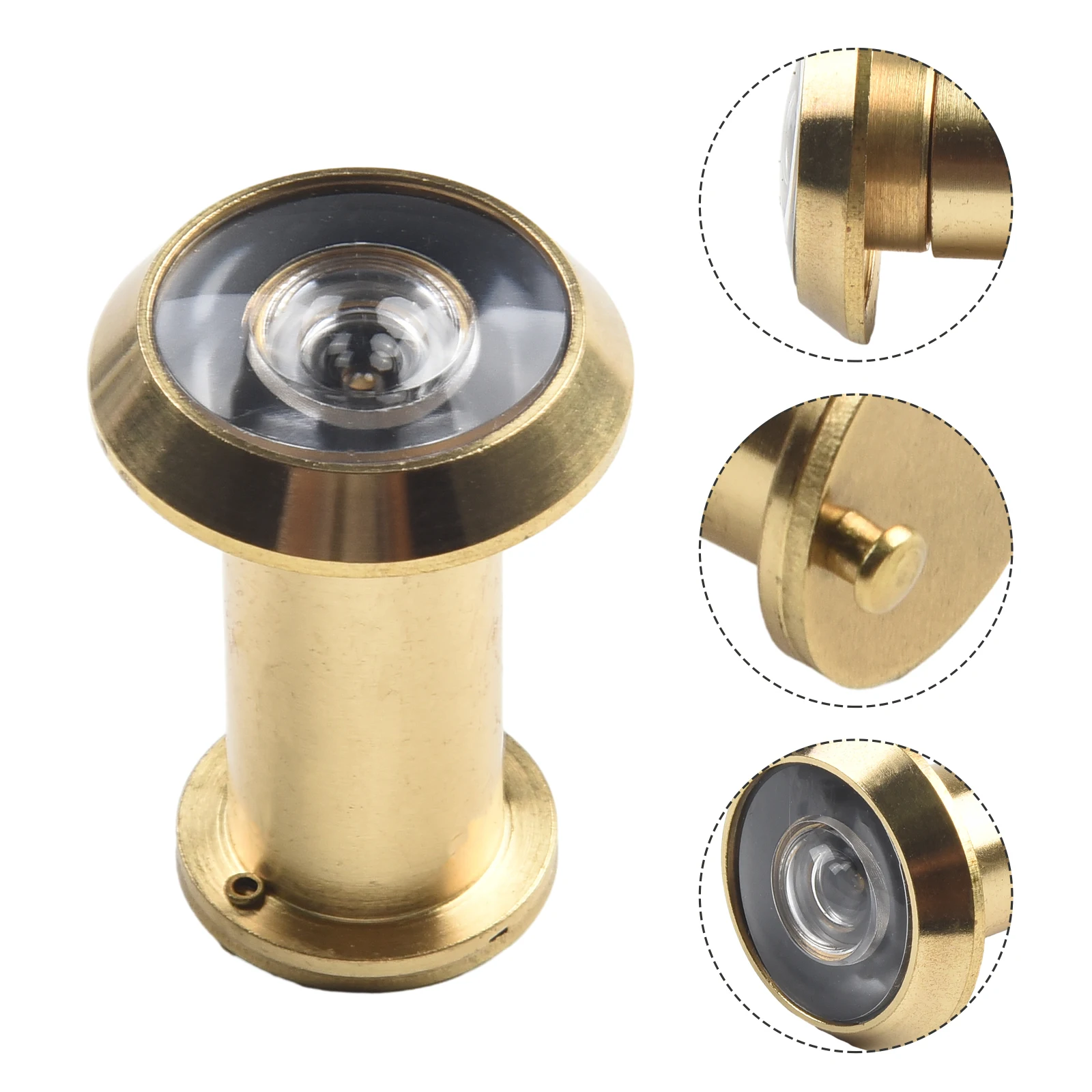 Door Viewer Door Peephole Viewer 200 Degree Viewing Angle Adjustable Threaded Tube Easy Installation Gold Household New