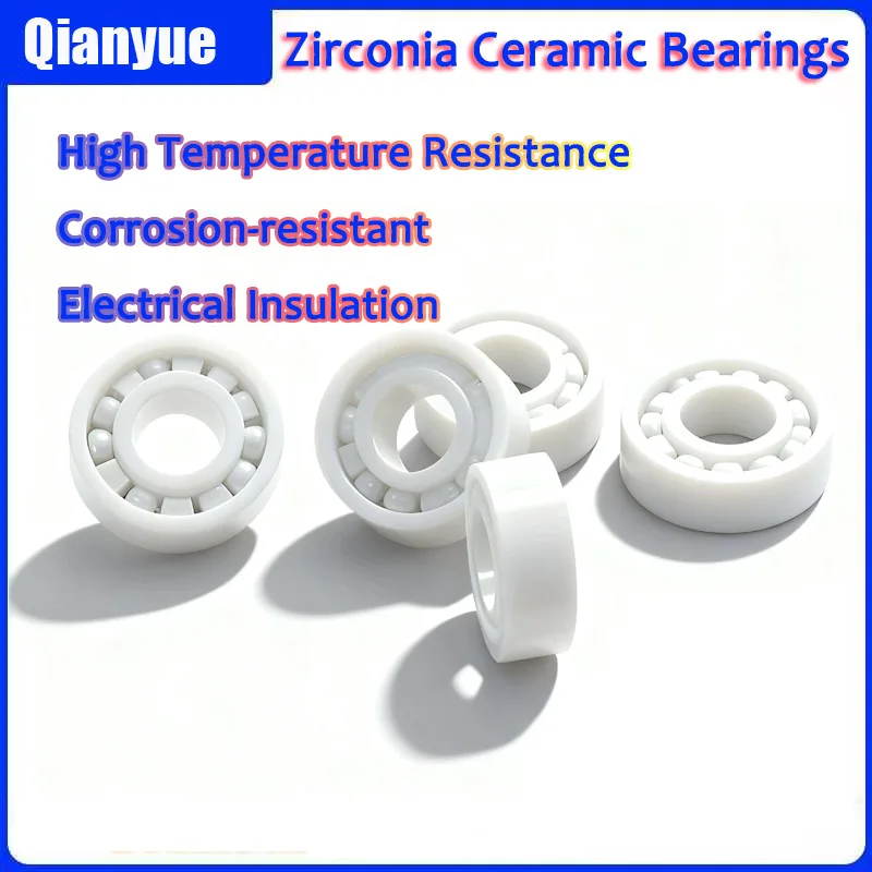 Zirconia Ceramic Bearings ID 2-10mm,Corrosion Resistant & High Temp for Fishing Reel/Mini Motor/Waterproof (ZrO2, Full Ceramic)