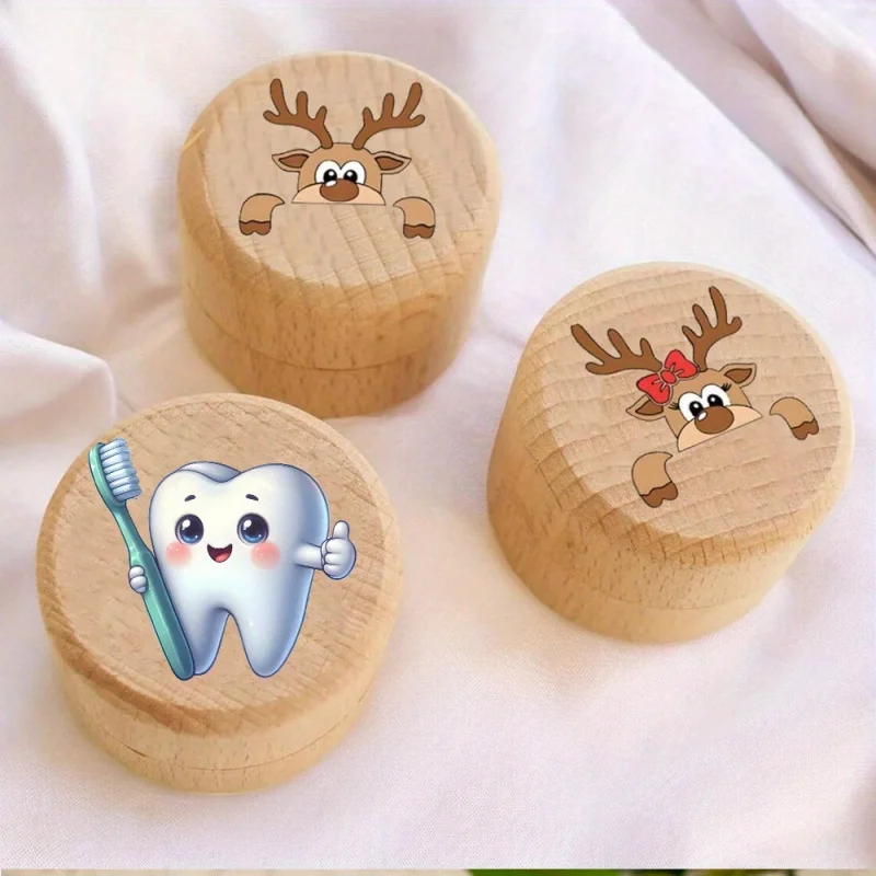 Tooth Holder, Wooden Tooth Fairy Box for Boys and Girls, Keepsake Storage for Lost Baby Teeth