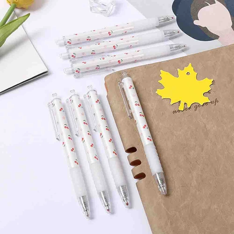 10 Pcs Cherry Blossoms 0.5Mm Press Gel Pens Black Fine Point For Writing Journaling Notetaking Students Stationery