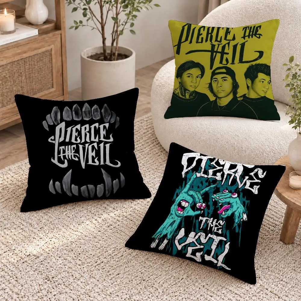 Rock Band Pierce the Veil Cushion Cover Short Plush Pillow Cover, Washable Wrinkle-Resistant for Sofa Bedroom Decor Gift