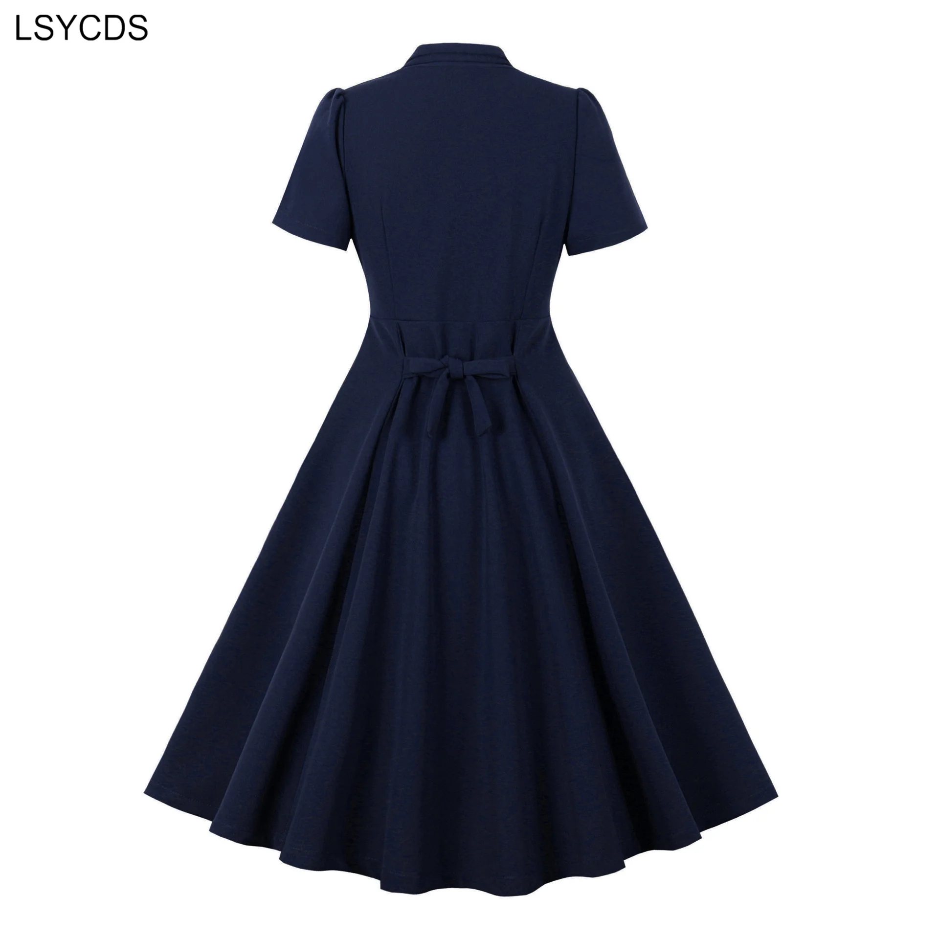 LSYCDS Sexy Ruched V-Neck High Waist Single Breasted Evening Party Dresses for Women 2024 Green Tie Back Vintage Swing Dress New