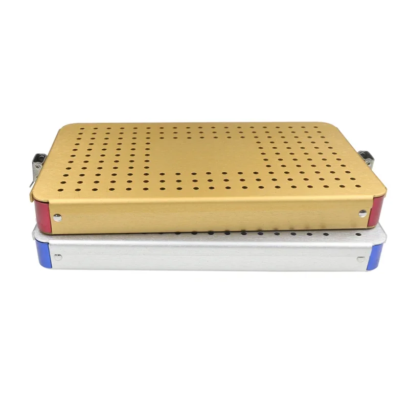 Two Type Choices Sterilization Tray Case Autoclavable Disinfection Box Silicone Pad Golden Silver