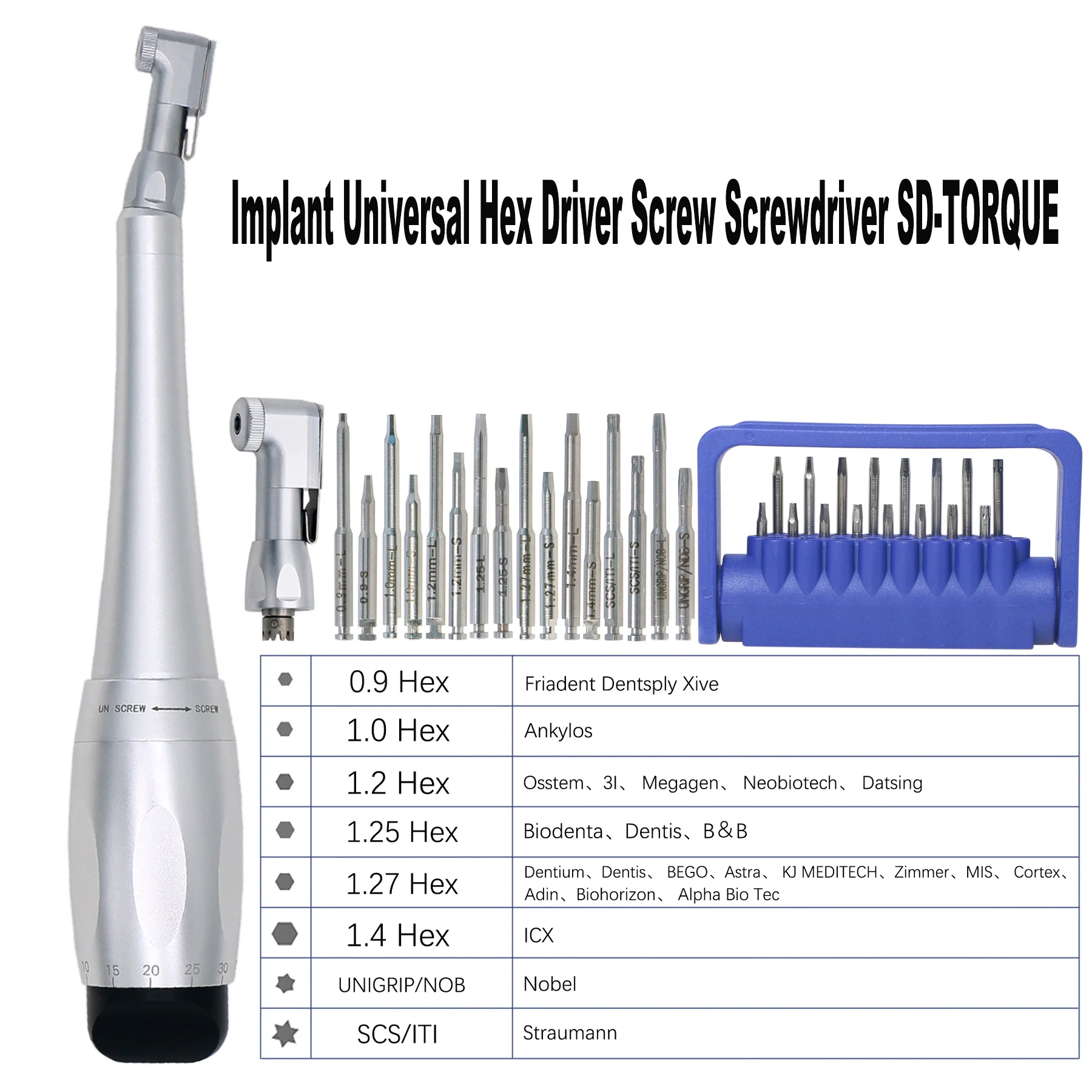 زرع الأسنان SD-TORQUE العالمي عرافة سائق دعامة المسمار المفكات 16 قطعة ITI NOBEL