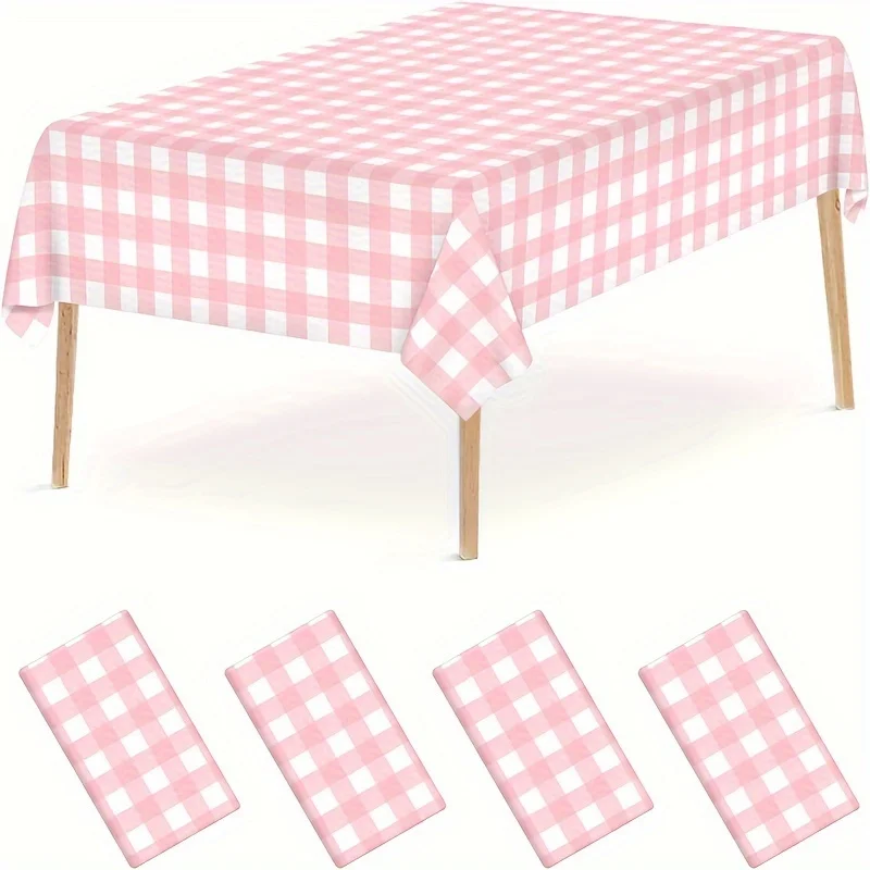 1/2/4pcs Checkered Rectangular Disposable Plastic Tablecloth, Suitable for Parties, Graduation Party，Outdoor Picnics on Holidays