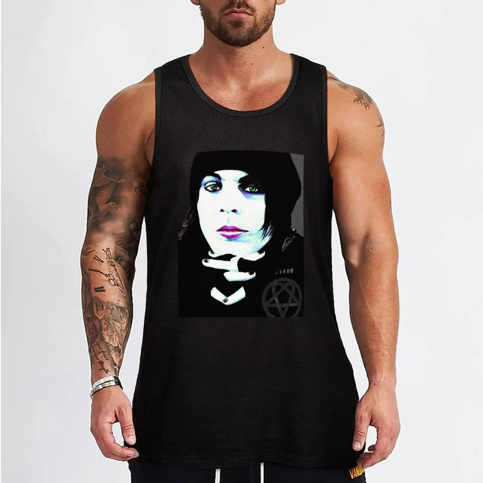 HIM - Ville Valo Portrait Tank Top t-shirts for Men's gym bodybuilding for men