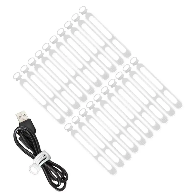 For Cable Tie Silicone Cable Straps Portable Wire Ties Management 20X Reusable Holder Strap Cord Ties Adjustable Cable Straps