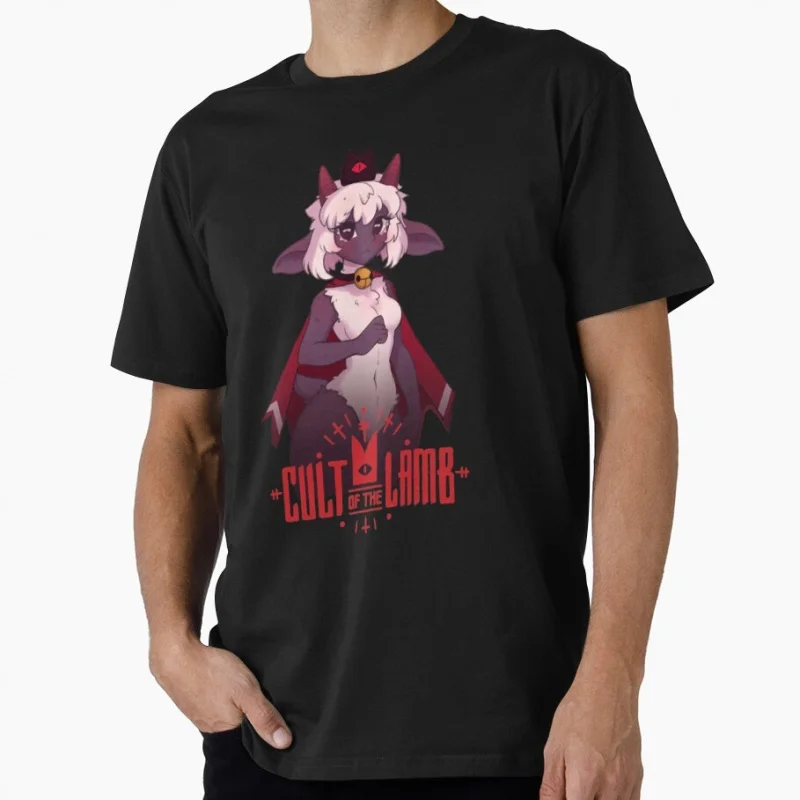 0428 Cult of the Lamb gift t shirt for gamer 100% cotton Short Sleeve Cute animals Cartoon Graphic clothes All size tops S-6XL