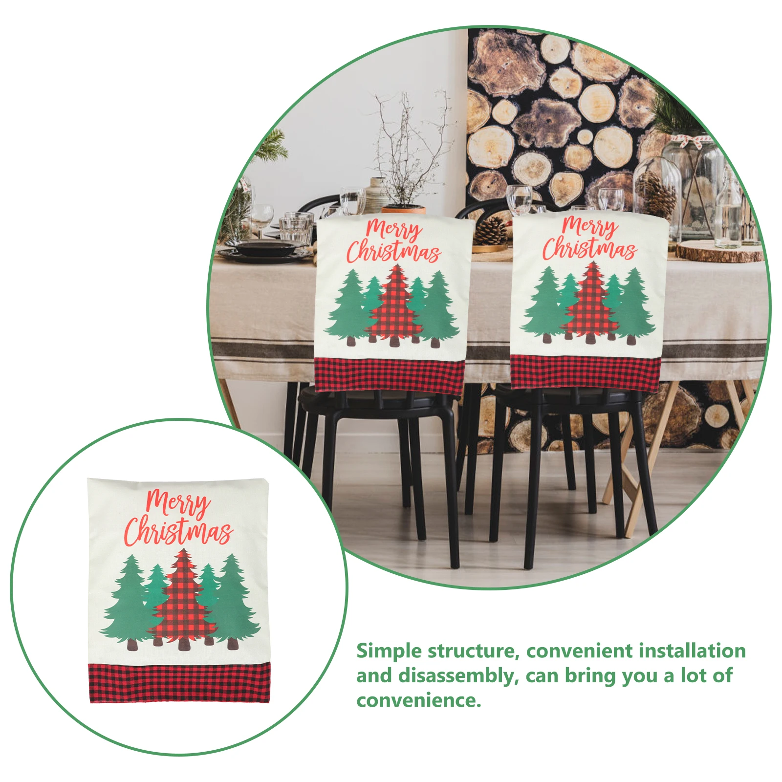 

Lace Chair Cover Decorations Back Christmas Seat Covers for Chairs Holiday Kitchen Dining Room Cartoon Party