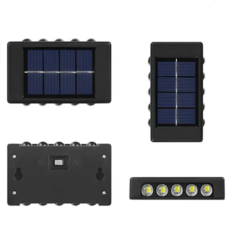 Lámpara de pared ambiental Solar LED para exteriores, luz alimentada por energía Solar impermeable, ilumina hacia arriba y hacia abajo, decoración