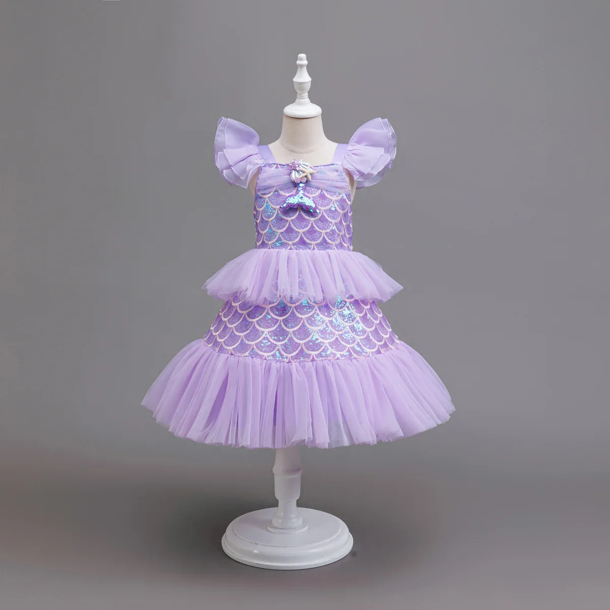 cute girl sequined netting Mermaid Princess Dress Bling Bling Toddler Birthday Party Formal carnival evening gown 3-10 year