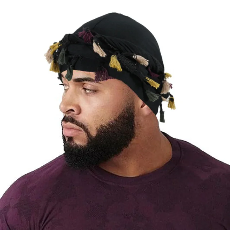 

Men's Twisted-brim Hat Soft Breathable Headscarf Fashionable Hip-hop Style For Everyday Warmth Double-layered Braided Beanie
