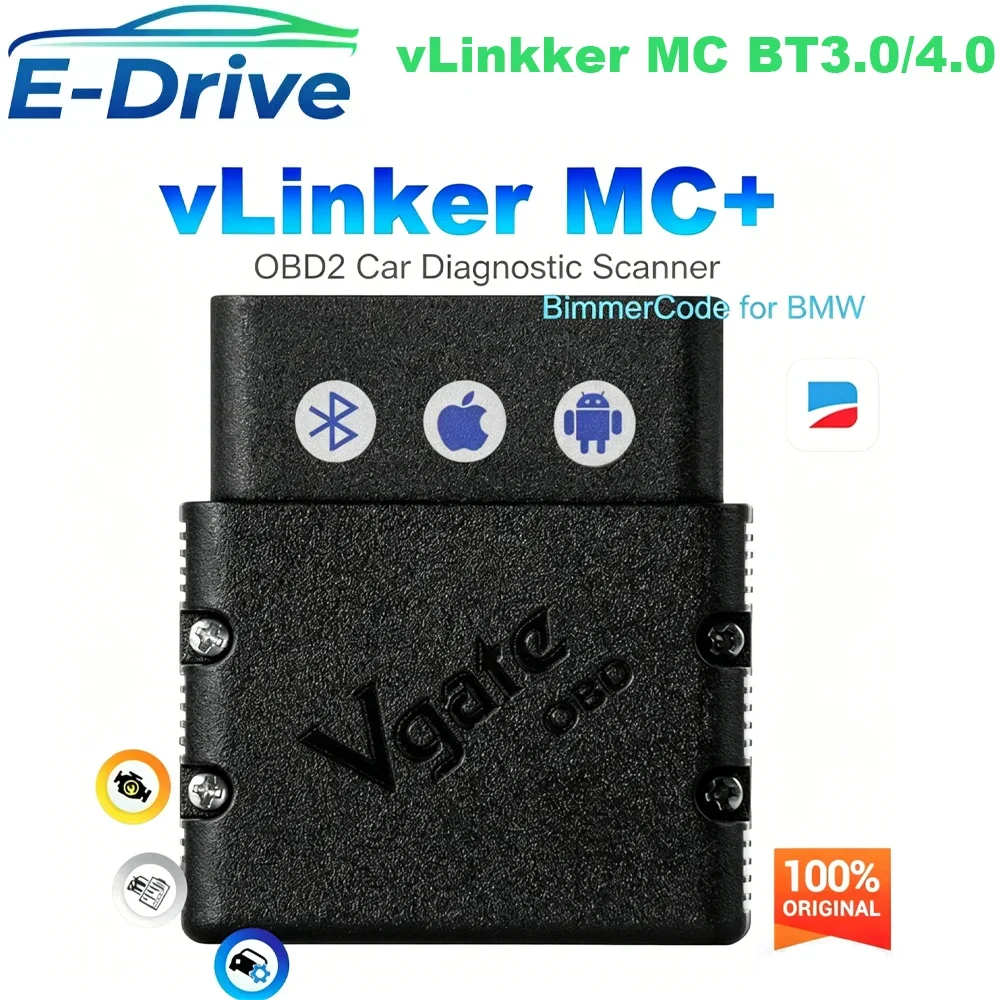 2026 Vgate vLinker MC + OBD2 Scanner ELM327 V2.2 Bluetooth 3.0 4.0 OBD 2 BimmerCode FORScan Auto Car Diagnostic tools ELM 327