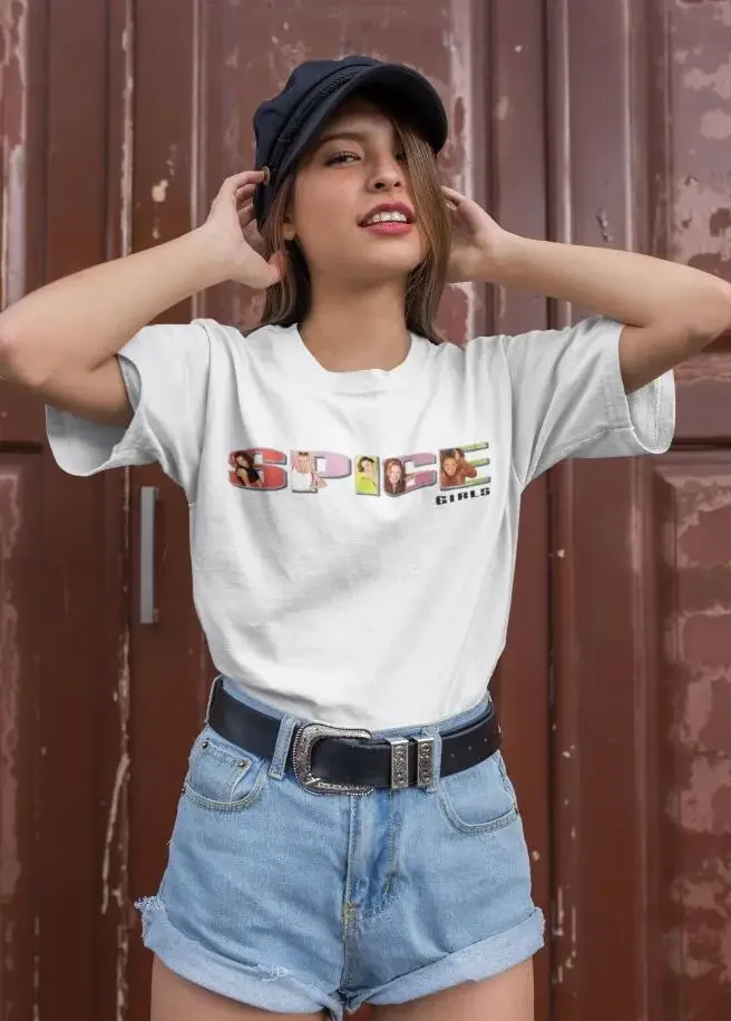 New Arrival Vintage Spice Girls T-Shirt 2024 Summer Plus Size Cotton Tops Graphic Tour Concert Ladies Women Baggy Tee Shirt