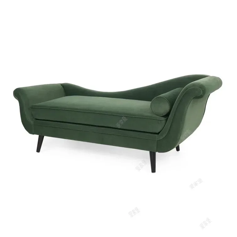 American retro fabric single concubine small apartment lazy sofa recliner modern simple velvet bed