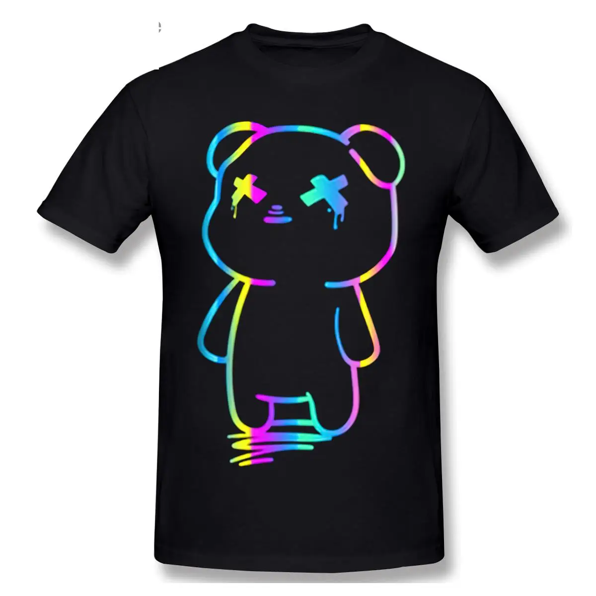 

2021 Funny Cartoon Print TShirt Neon Rainbow Bear T shirts Harajuku Streetwear Tee Cotton Fashion T-Shirt Short Sleeve ClothingF