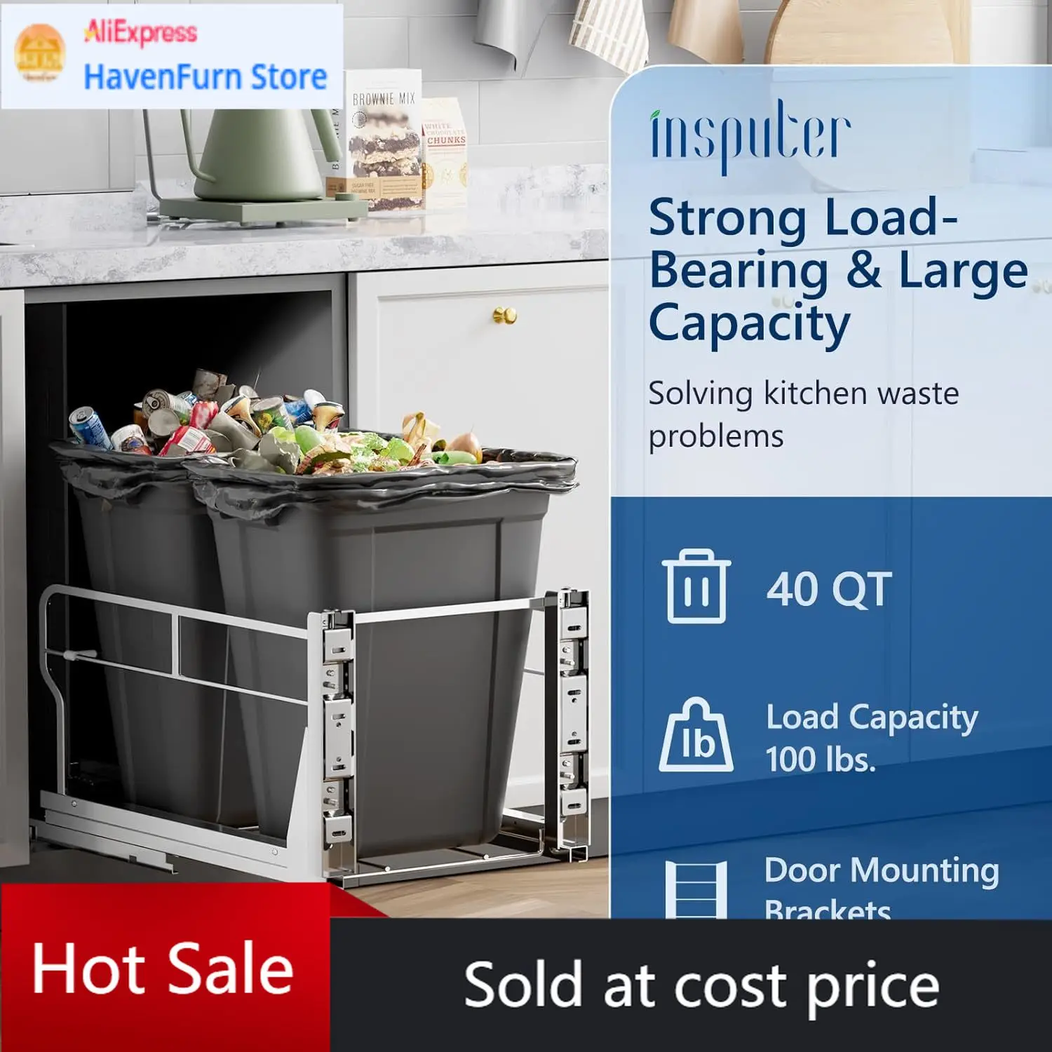 

Activity priceUNDER CABINET TRASH CAN PULL OUT SOFT CLOSE SLIDES KITCHEN LAUNDRY UNDER SINK GARBAGE BIN KIT FITS 18 INCH WIDE 24