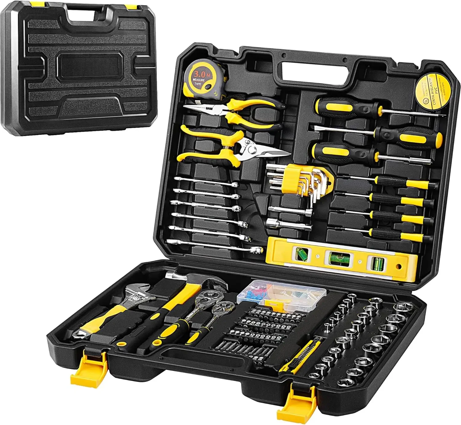 

158-Piece Multi-Purpose Tool Kit for Automotive, Car, and Household Repairs with Ergonomic Handles, Compact Design for Easy Stor