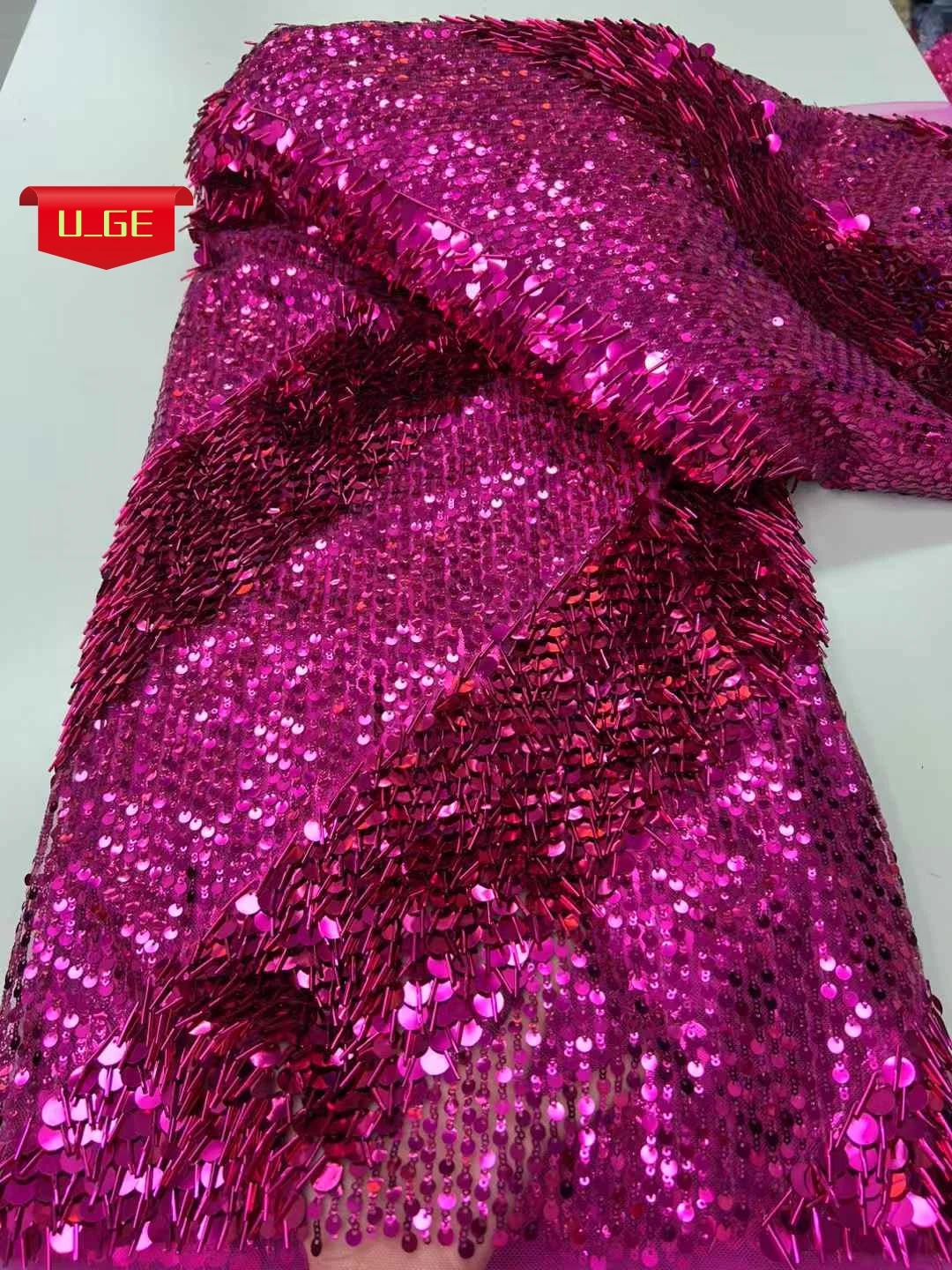 

2025 Latest High Quality Classic Very Soft Eligant Delicate Sequin Lace with Stones Fabric For Wedding Party Dress NN3968_Z