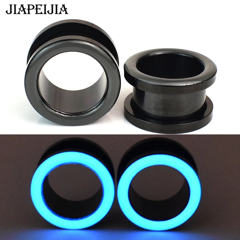 3-30mm Glow in the Dark Hollow Ear Gauges Tunnels Luminous Screw Fit Ear Plugs Stretcher Body Piercing Jewelry