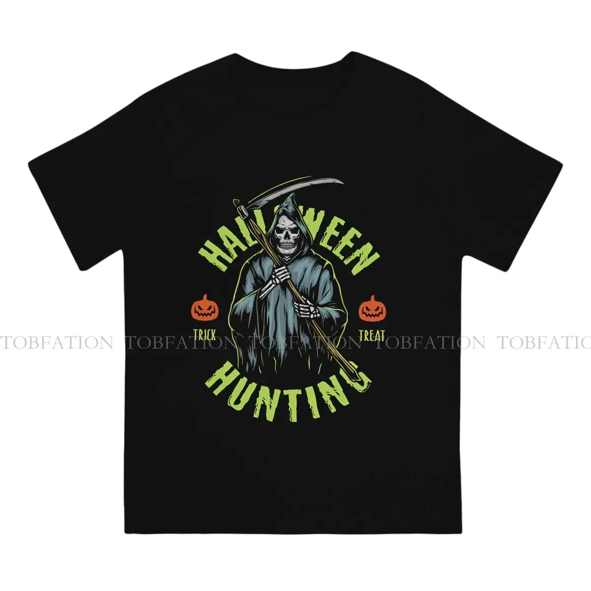 Trick Treat Hipster TShirts Grim Reaper Male Harajuku Pure Cotton Streetwear T Shirt O Neck Oversized