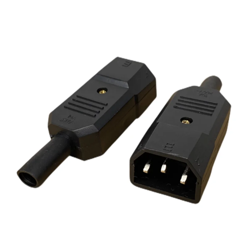 IEC Straight Cable Plug Connector C13 C14 10A 250V Black Female Male Plug Rewirable Power Connector 3 Pin AC Socket