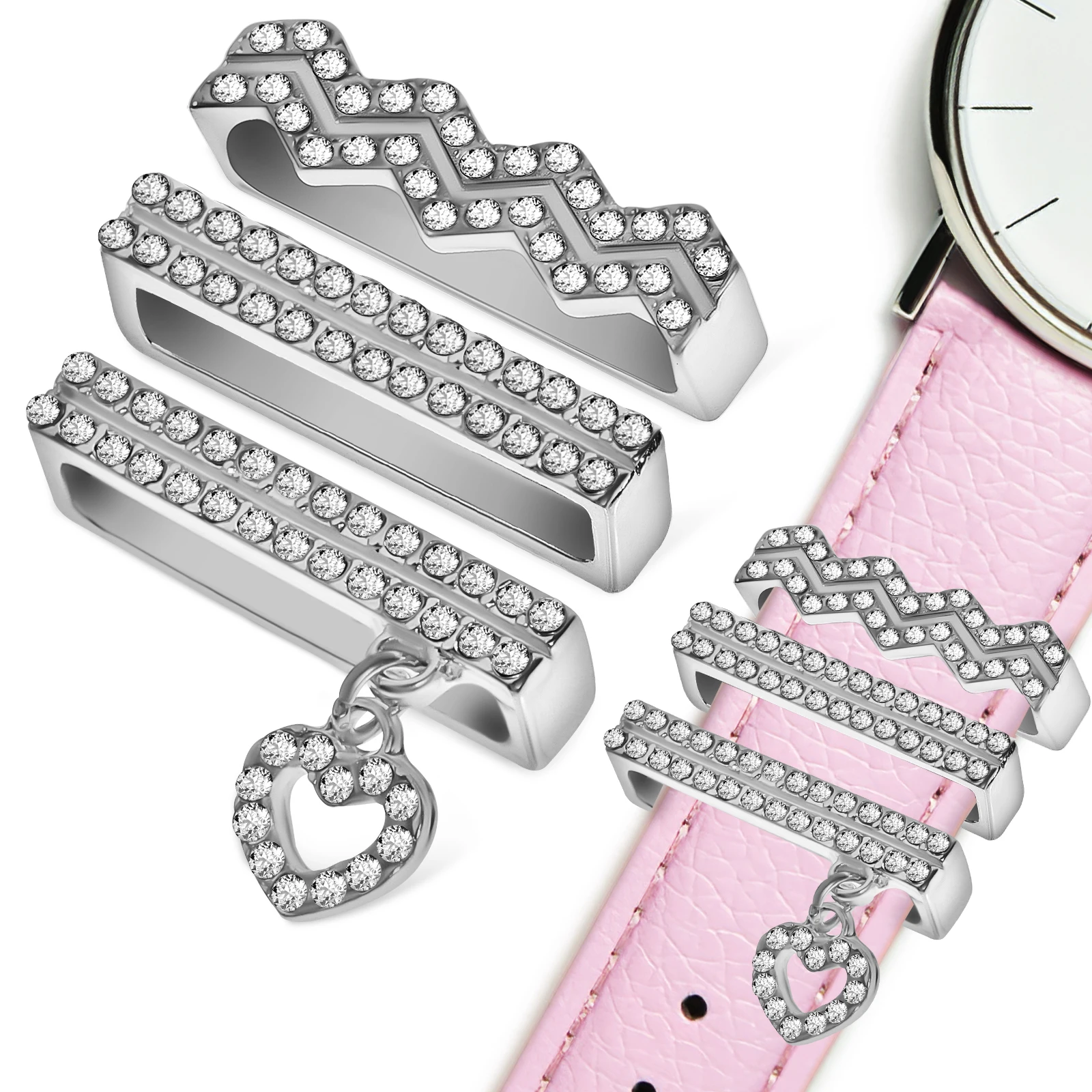 

3 Pcs Watch Band Charms Strap Ring Pendant Bling Decorations Women Alloy Long Lifespan Various Brands Styles